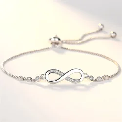New fine 925 Sterling Silver pretty Crystal Bracelets for Women Fashion Jewelry Party Wedding Accessories Valentine's Day Gifts