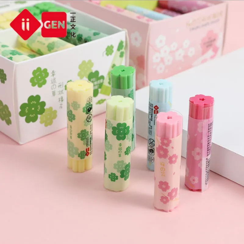 

1pc Creative Clover Sakura Kawaii Rubber Eraser Pencil Correction Tool Stationery School Gift For Kids