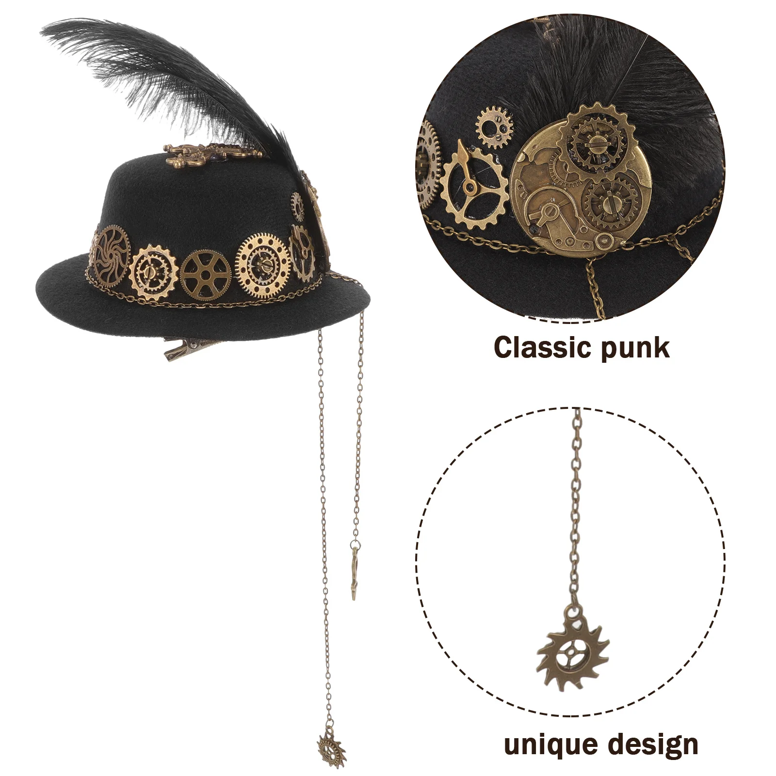 

Small Top Hat Hair Clip Steampunk Style Gear Hairpin Billycock Mini Hat Fascinator Punk Party Hair Accessory Billycock Hairpin