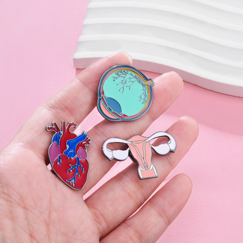 Hanreshe Classic Enamel Organ Brooch Pin Medical Anatomy Kidney Brain Heart Skull Badge Medicine Jewelry for Doctor Nurse