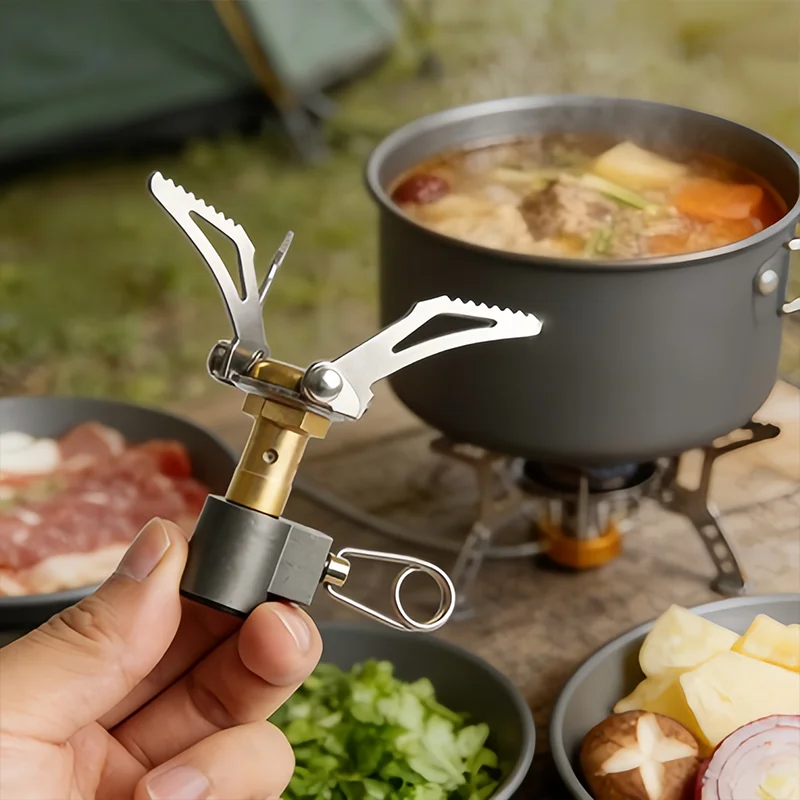

DER-3000T Titanium Mini Camping Gas Burners 45g One-Piece Pocket Stove Outdooor Hiking Folding Cooking Furnace Portable ﻿