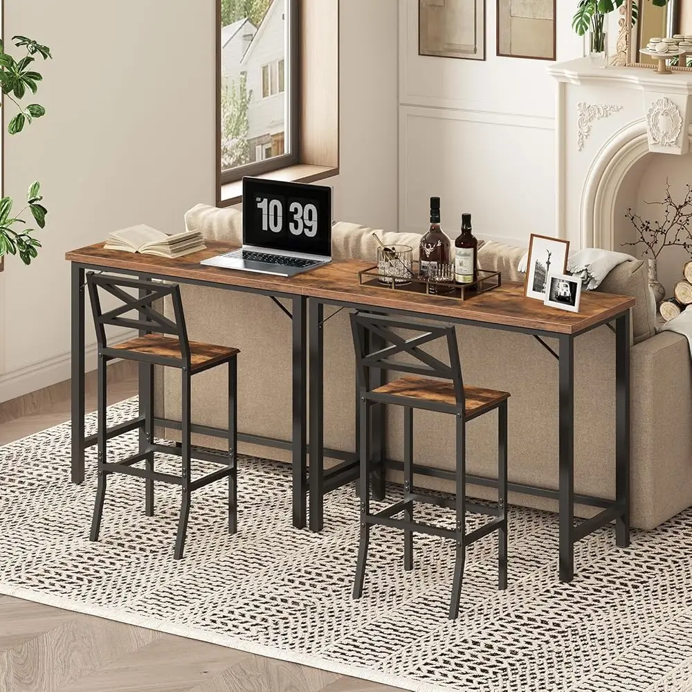 Narrow Bar Table, 63-Inch Pub Table For Dining Room, Counter Bar Tables With Sturdy Metal Frame, Connectable Bar Table,