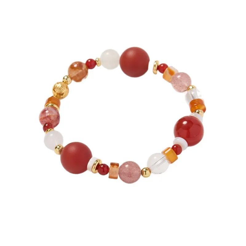 

Natural Matte Red Agate Red Jelly Flower Multi Treasure Crystal Bracelet for Women 2026 Lucky Koi New Year Bracelet Gifts