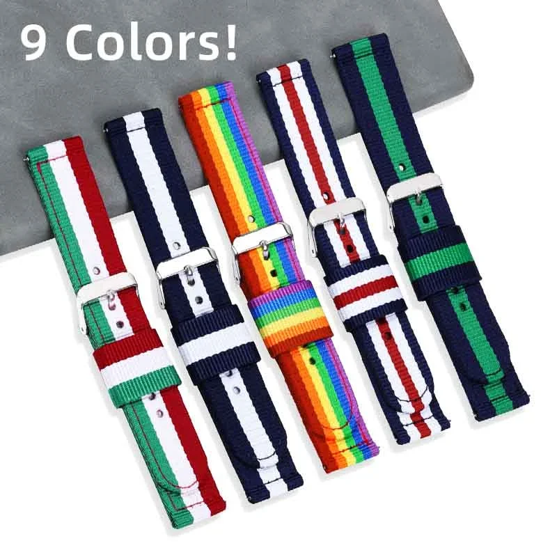 قماش النايلون حزام ساعة استبدال ، سوار المعصم لسامسونج غالاكسي ساعة 6 5 برو النشطة 2 هواوي GT2 ، شريط ، 20 مللي متر ، 22 مللي متر