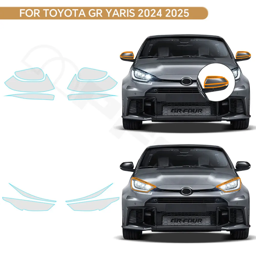 

For Toyota GR Yaris 2024 2025 Headlight Rearview TPU Paint Protective Film Pre-cut Clear PPF Anti-Scratch Resistant Invisible
