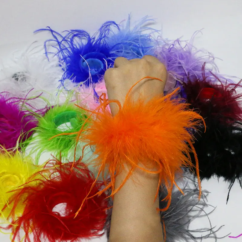 Creative Fringe Ostrich Feathers Cuff Shirts Accessories Women Fashion Cuffs Fluffy Natural Ostrich Feather Fur Wrist Cuffs