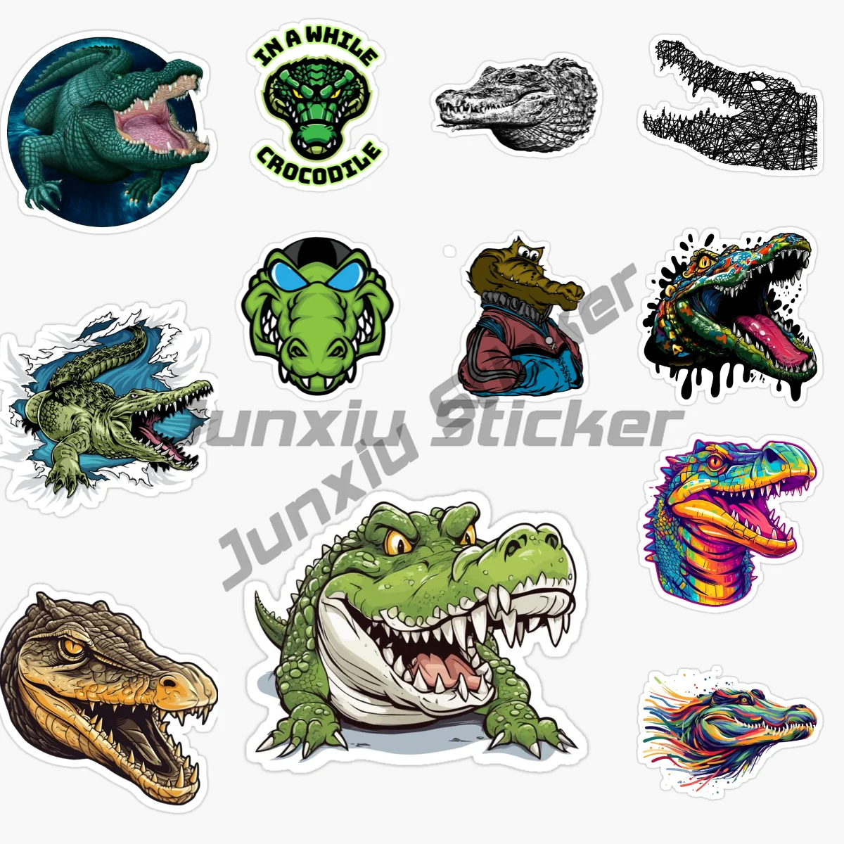 

Ferocious Strong Crocodile Sticker Laptop Car Window Truck Bicycle Van Helmet Racing PVC Vinyl Self-adhesive Decal Customizable