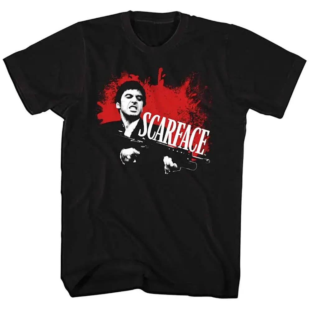 Scarface Tony Montana Blood Splatter Men'S T Shirt Little Friend Pacino Gangster