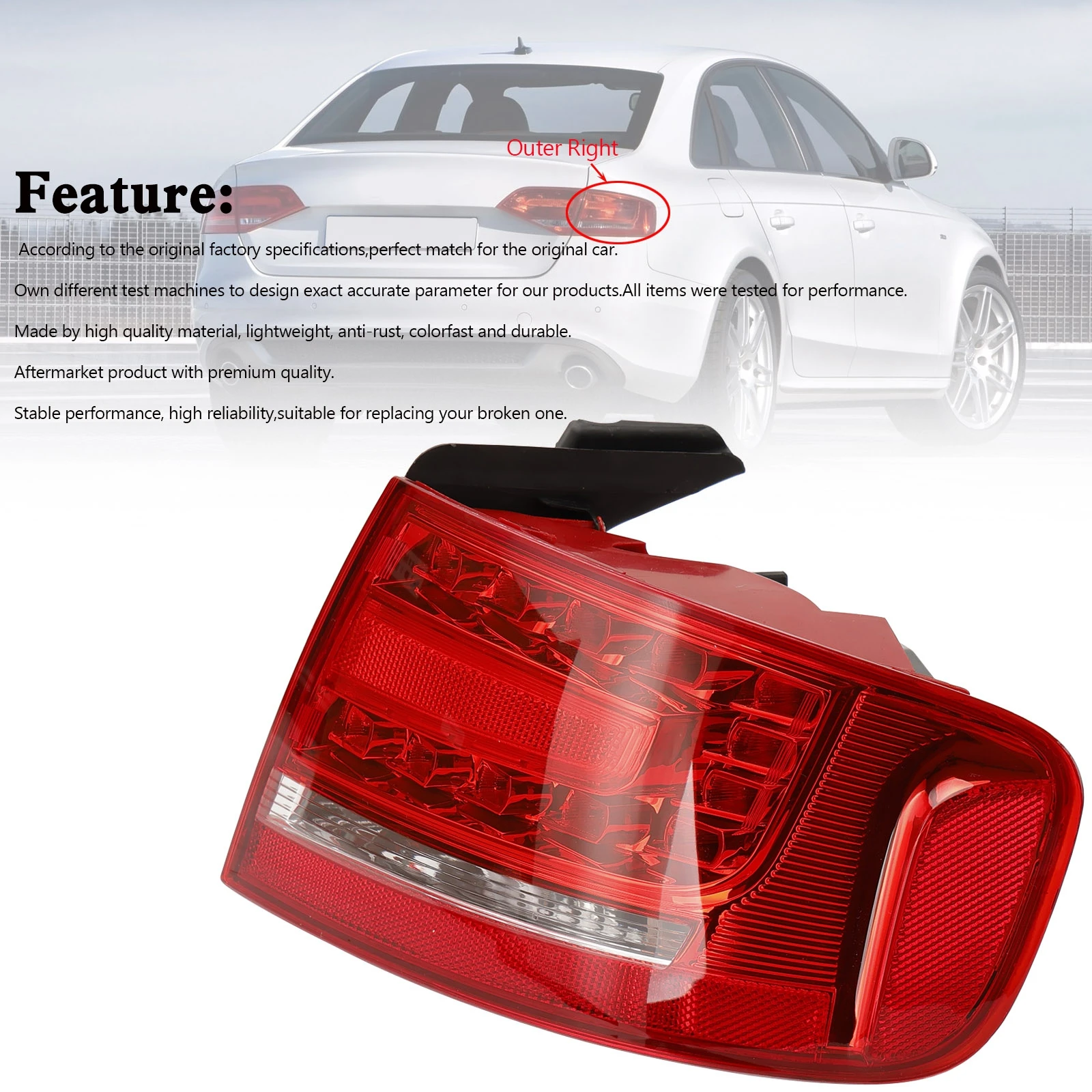 

Right Outer Trunk LED Tail Light Lamp for Audi A4 2009-2012