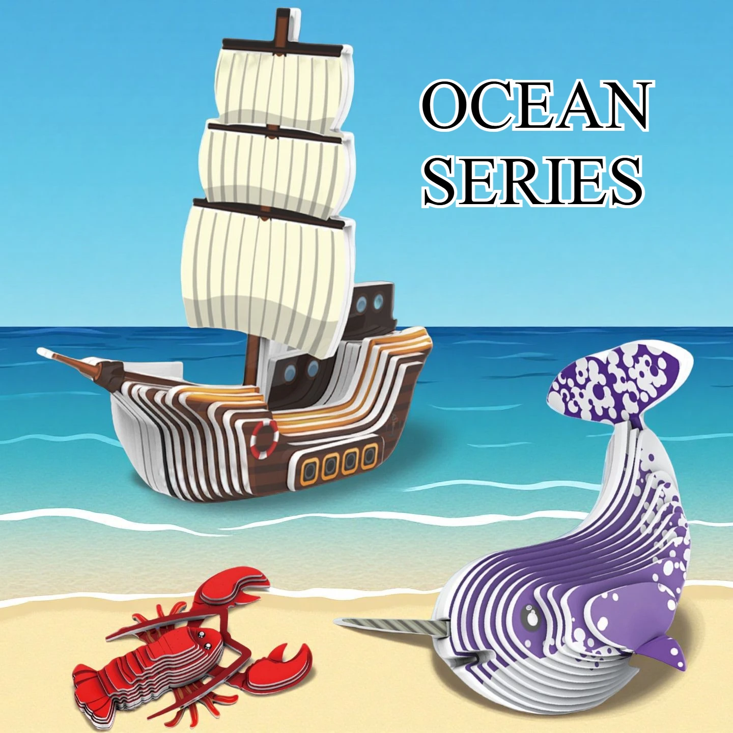 لغز حيوانات ثلاثي الأبعاد للأطفال - مصنوعات ورقية على شكل ديناصور أوشن سفاري يمكنك صنعها بنفسك، لعبة تعليمية لأنشطة التعلم في مرحلة ما قبل المدرسة #3