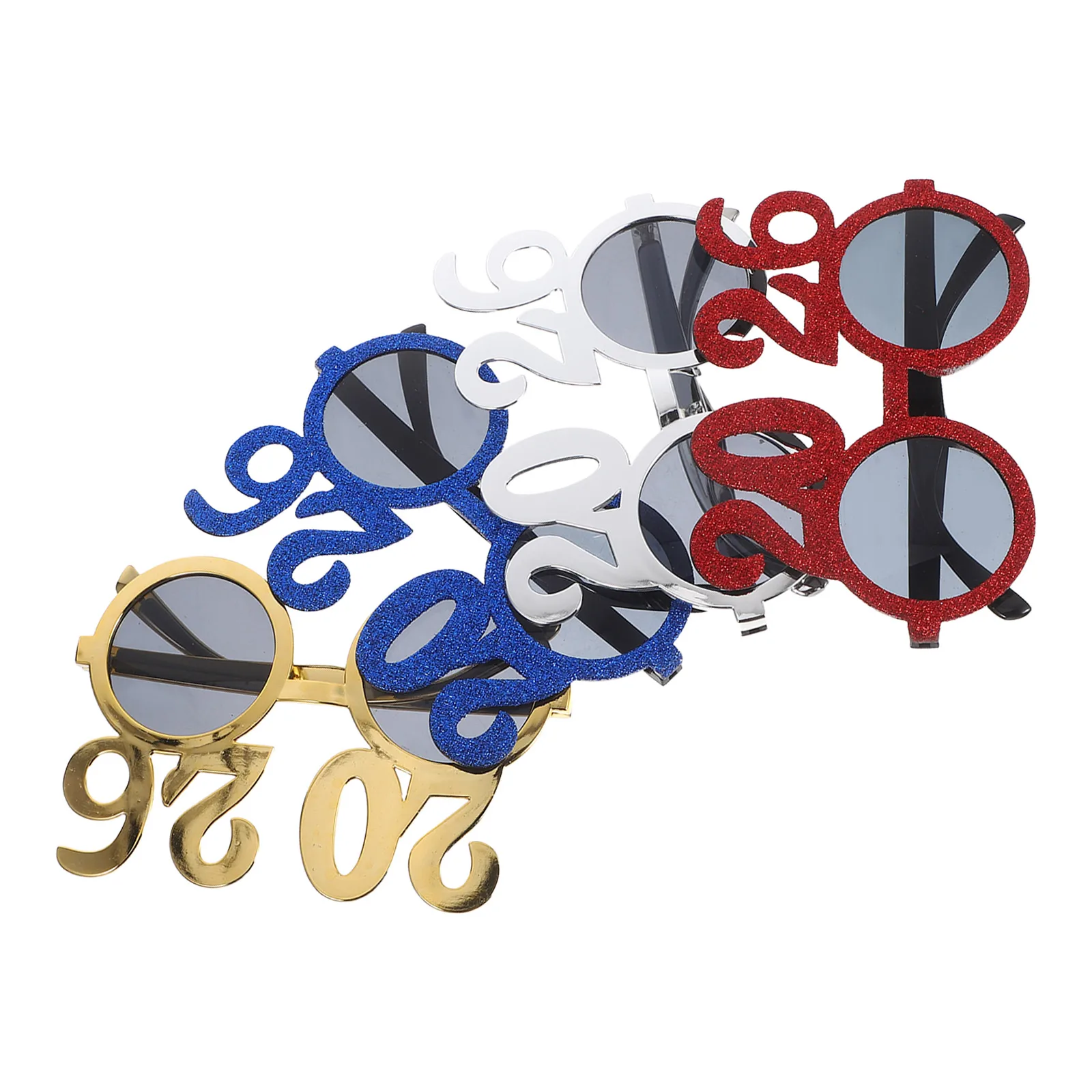 

4Pcs 2026 New Year Glasses Vibrant Colorful Party Eyewear Holiday Photo Booth Props Celebration Sunglasses Novelty Glasses