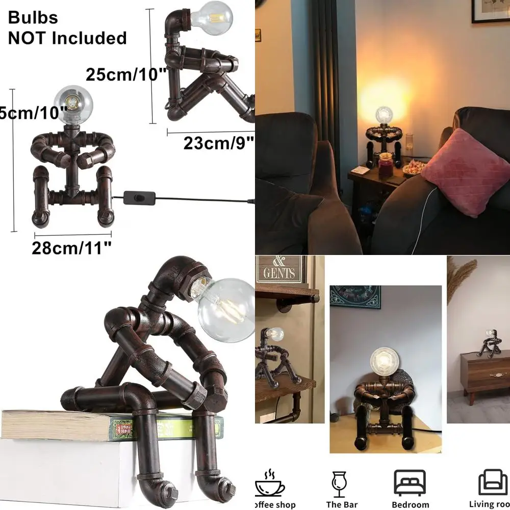 

Настольная лампа в стиле ретро в стиле стимпанк — промышленный настольный светильник в деревенском стиле — винтажный металлический светильник для офиса и читального зала