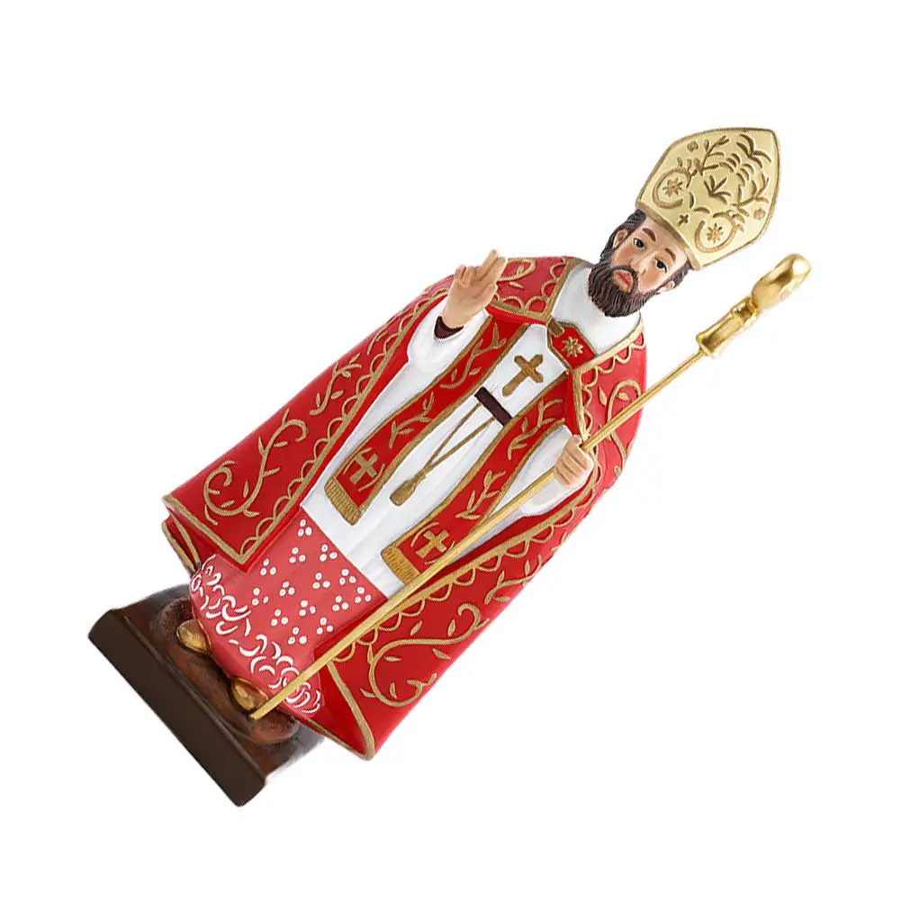 Resin Archbishop King Statue with Red Robe – Elegant Religious Desktop Decoration for Church or Home