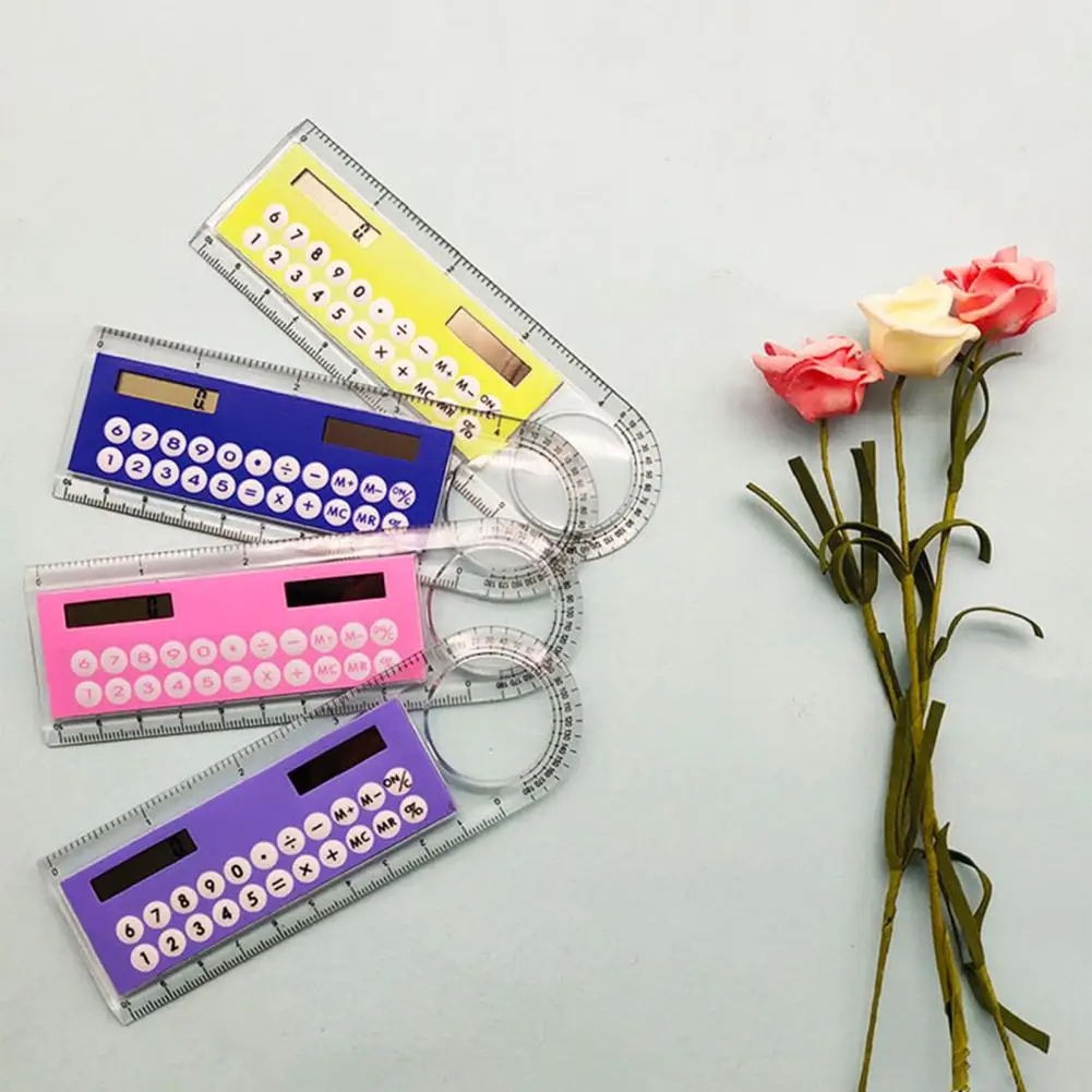 Adorable  Excellent 3 in 1 10cm Length Solar Ruler Calculator Mini Solar Card Ruler Funny   for Study