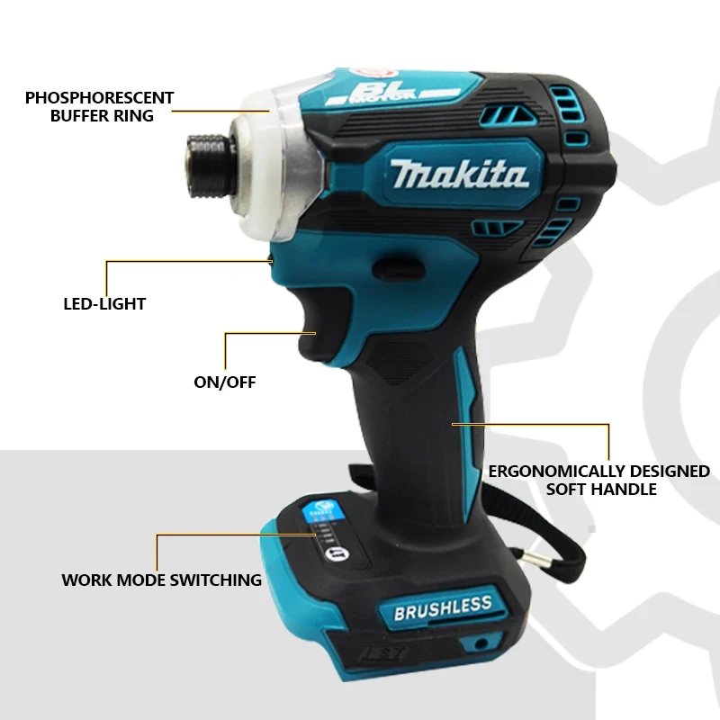 Imagem -02 - Makita Dtd171 Driver de Impacto sem Escova Chave de Fenda Recarregável Brocas Ferramentas Elétricas sem Fio 18v Unidade de Ferramenta Nua de Motor bl