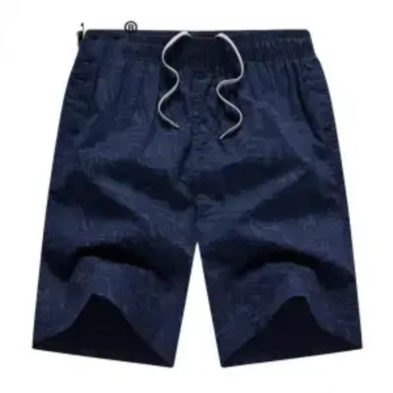 

Men's Cotton Casual Shorts Summer Leaf Print Drawstring Beach Shorts Plus Size