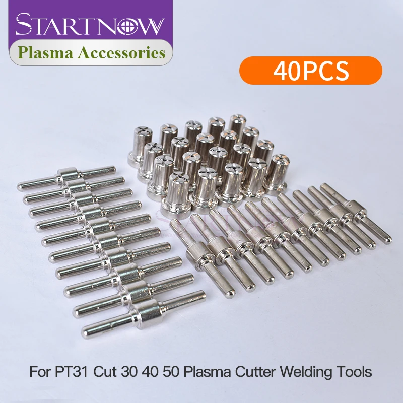 

Startnow 40PCS PT31 Plasma Cutting Torch Nozzles Electrode Kits Cutting Torch Consumable For LG-40 Plasma Welding Machine