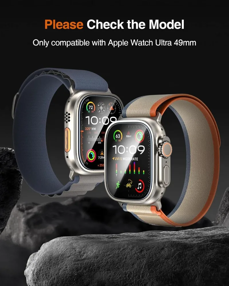 5 Stück HD gehärtetes Glas für Apple Watch Ultra 2 49 mm Zubehör kratzfeste wasserdichte Displayschutzfolie für iWatch Ultra 49 mm