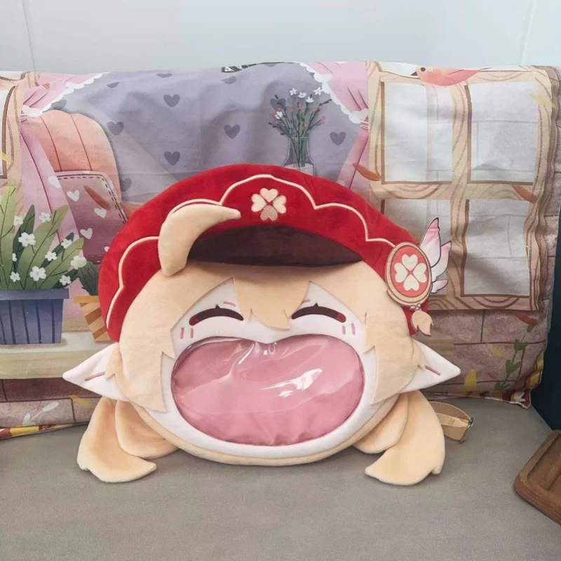 Anime Genshin Impact Klee Cosplay Plush Bag Big Mouth Transparent Itabag Zipper Backpack Messenger Shoulder Bags Birthday Gift