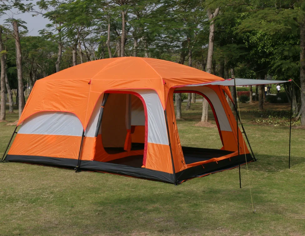 Two-bedroom Tent Oversize for 8-12 Person Leisure Camping Tents Double-plies Thick Rainproof Outdoor Family Tour Party Roof Top