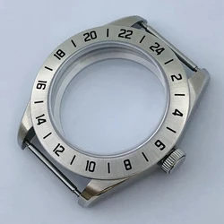 Miuksi 39mm silver sterile watch case domed sapphire glass fixed bezel fit NH35 NH36 NH34 ETA2824 PT5000 movement