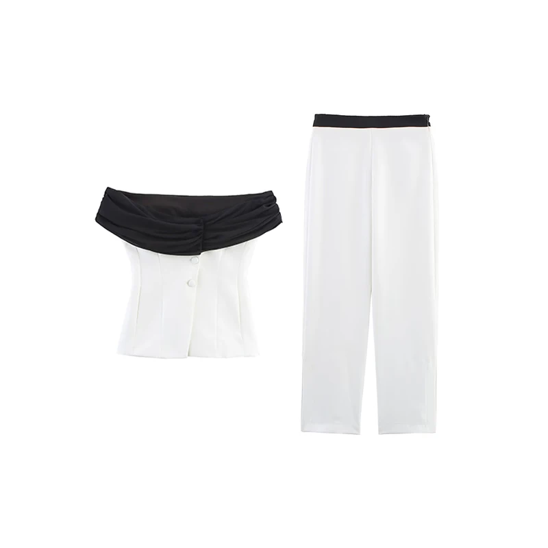 

Лето 2023, женский модный облегающий комплект из топа и брюк из полиэфирного волокна Z, новинка, размер 3327597 3329597