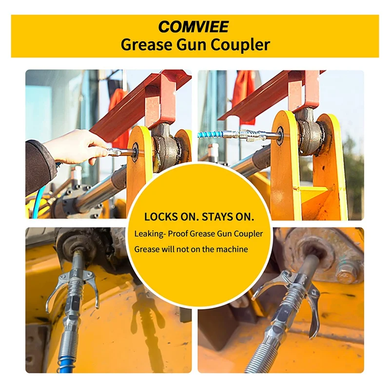 2Pcs Double Handle Grease Nipple Coupler Double Handle Quick Lock Release Grease Ends Couplers Compatible Grease Fitting