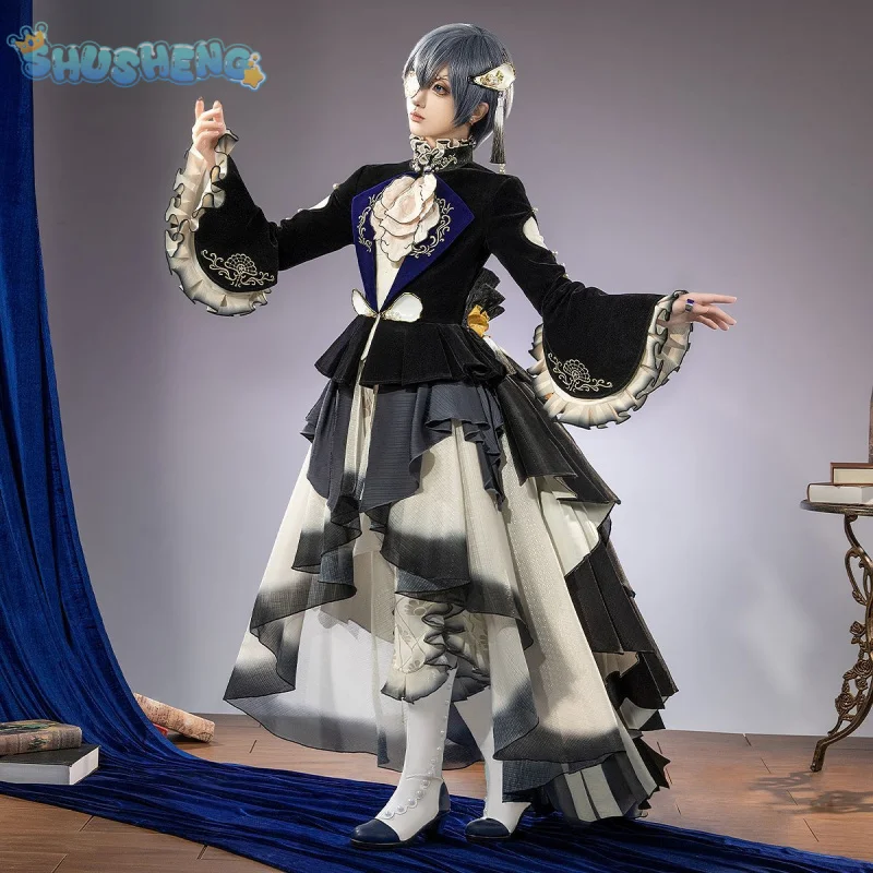 Ciel Phantomhive cosplay Black Butler oyster costume high quality dress crinoline skirt support accessories party props full set