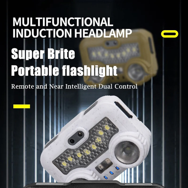 USB Rechargeable LED Sensor Headlamp Portable Strong Light Headlight Head Mounted Outdoor Camping Fishing Head Lamp Flashlight