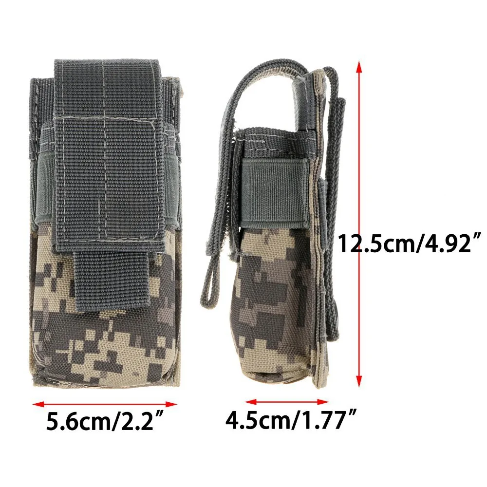 Molle Tactical M5 Flashlight Pouch 9MM Single Magazine Holster Torch Holder Utility EDC Tool Outdoor Hunting Key Knife Waist Bag