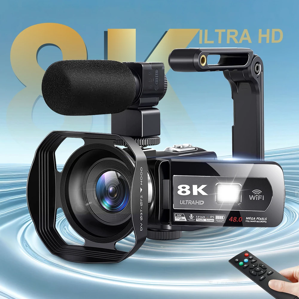 8K Digital Video Camera 64MP Professional Camera 18X igital Zoom Camera Recorder 3 Inch LCD Touch Screen Recording Camcorder