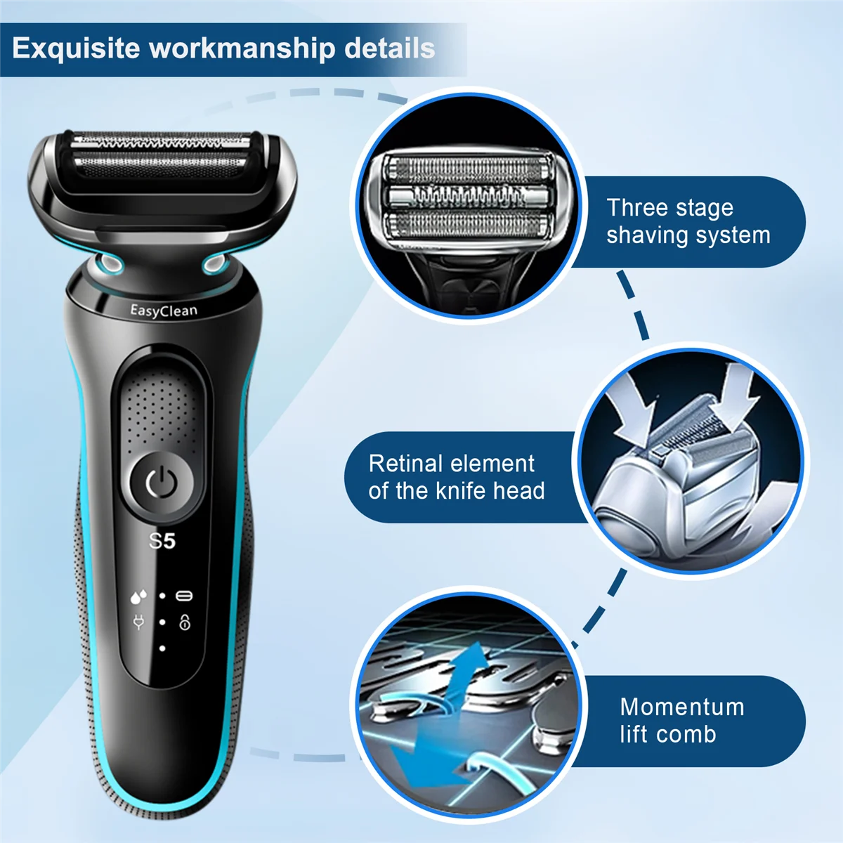 Per Braun Series 5/6 Braun Shaver 53B testina di ricambio per rasoio elettrico di ricambio 50-R1000S/50-B1300S 6075Cc