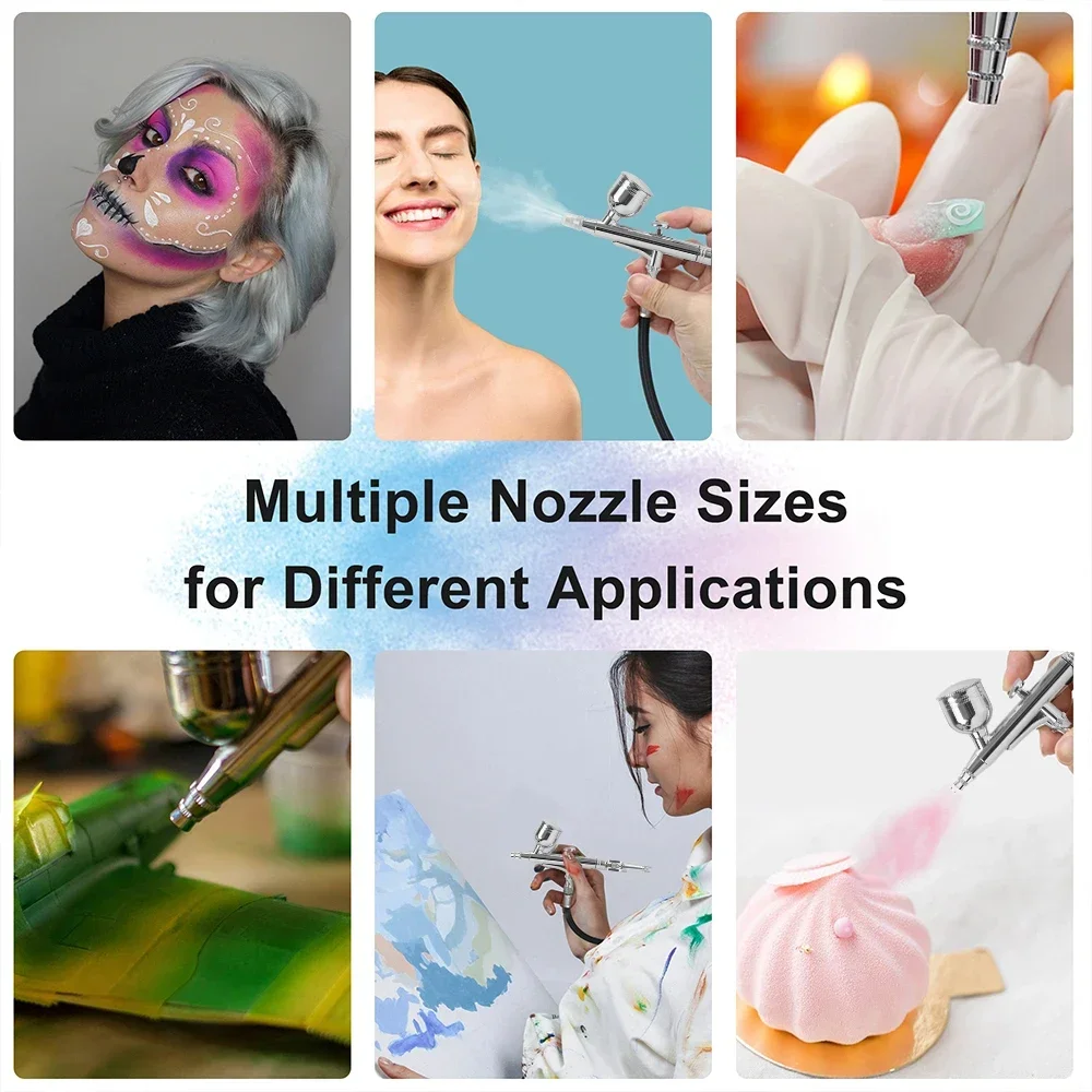 Dual-Action Airbrush Kit with 30PSI Auto-Stop Compressor Multi-Function Spray Gun for Makeup Nail Cake Decorating Model Painting