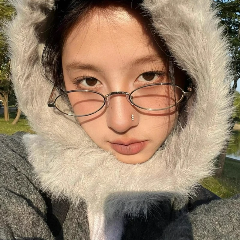 2025 Retro owalne metalowe małe oprawki do okularów ramka damskie okulary blokujące niebieskie światło moda Y2K oprawki do okularów do czytania okulary