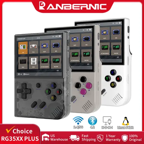 ANBERNIC-consola de juegos portátil Retro RG35XX Plus, 64 bits, Linux, más de 5000 juegos clásicos, compatible con control inalámbrico/por cable, salida de TV HD-M-I