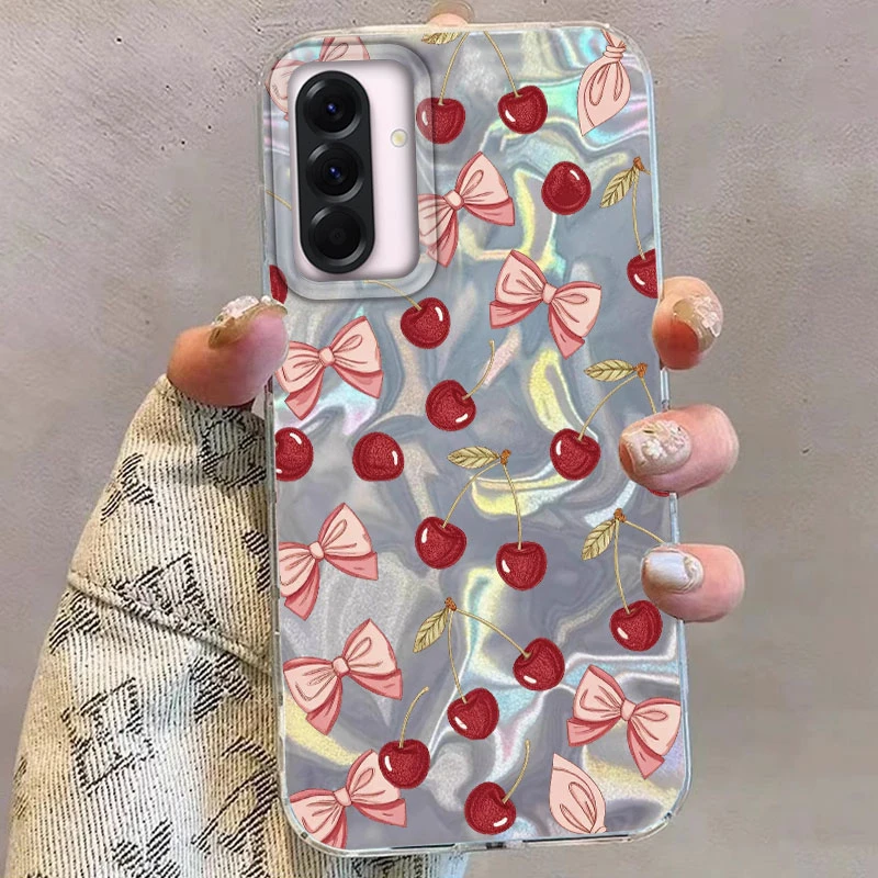 Süße Kirsche Schmetterling Bogen Muster Handytasche für Samsung Galaxy A16 A26 A36 A56 A06 A13 A04S A14 A24 A54 A15 A25 A35 A55 Abdeckung