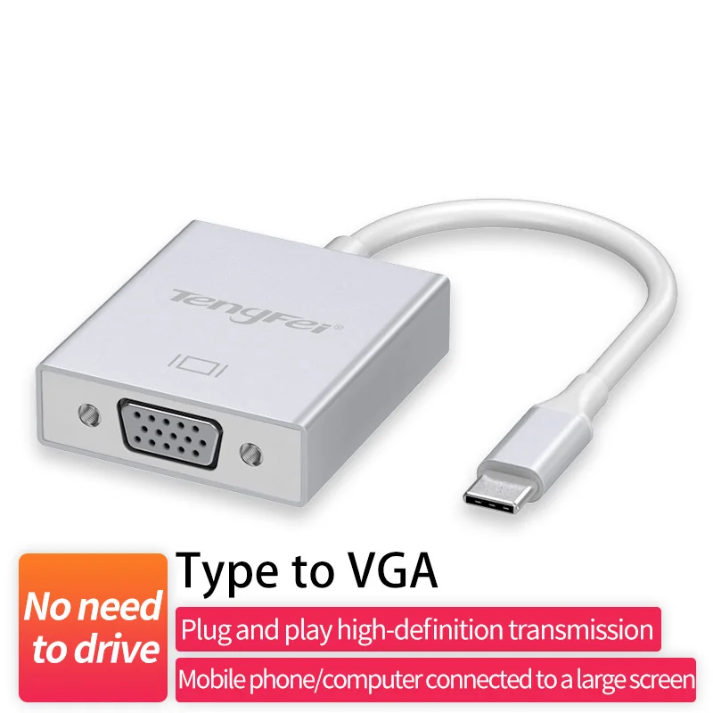 Adaptador Usbc a Vga USB 3,1 tipo C macho a hembra Cable convertidor Vga 1080P Fhd para MacBook 12 pulgadas Chromebook Pixel Lumia 950XL