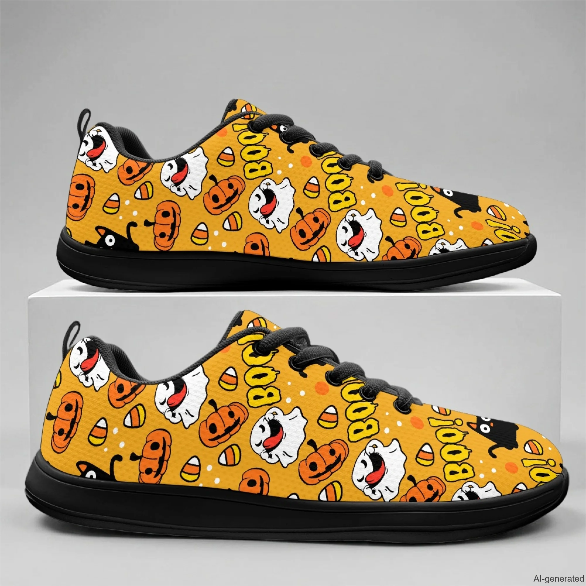 XIXIRIMIDO Strappy Wide-toed Shoes Mens Walking Shoes Casual Shoes Halloween Print Women's Fashion Snakers Breathable Mesh 36-46