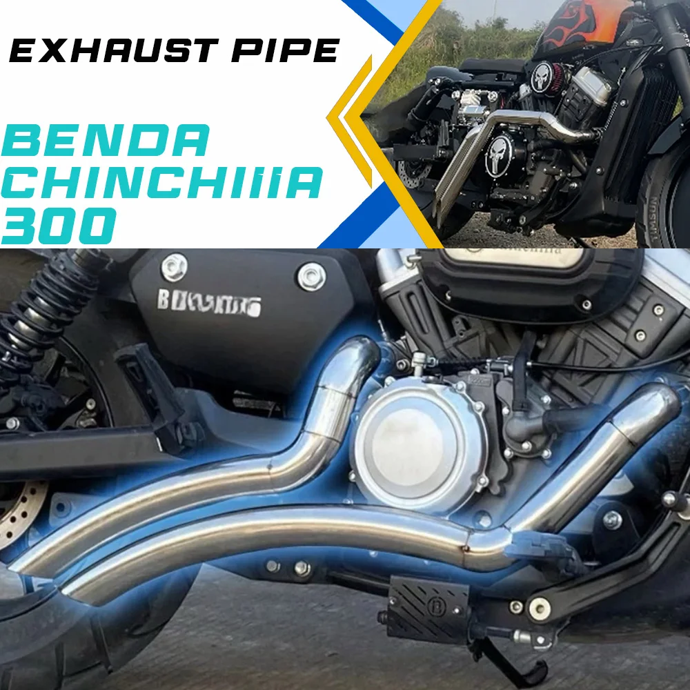 

For BENDA ChinchiIIa300 modified dual Exits exhaust pipe for chinchilla 300 300 chinchilla 300 CHINCHILLA black and silver