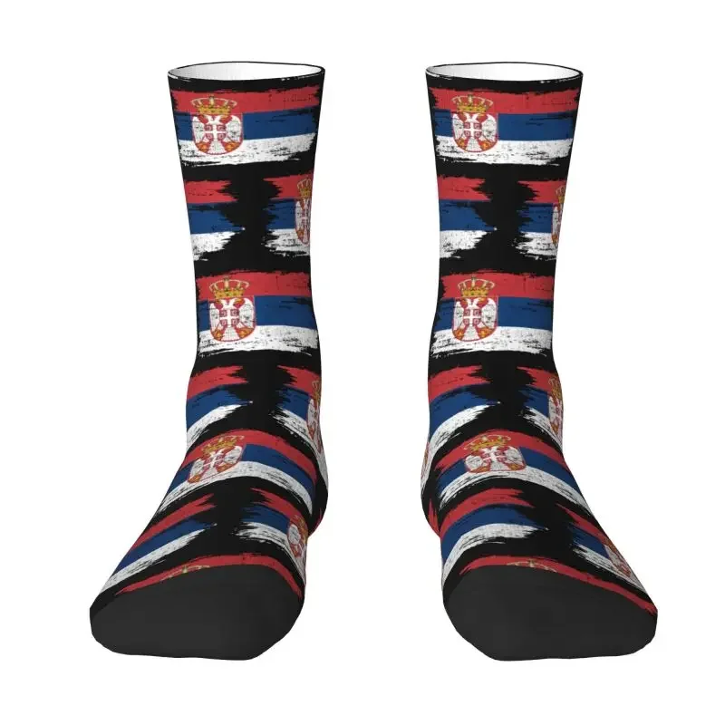 Serbia Flag Mens Crazy Crew Socks Unisex Funny 3D Printing Serbian Proud Dress Socks