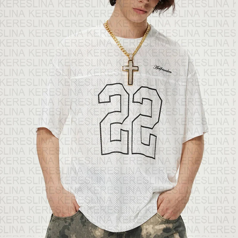Sommer neues Y2K T-Shirt atmungsaktives Mesh schnell trocknend lose Rod Jersey lässig Outdoor Streetwear neutrale Sport Kurzarm Top