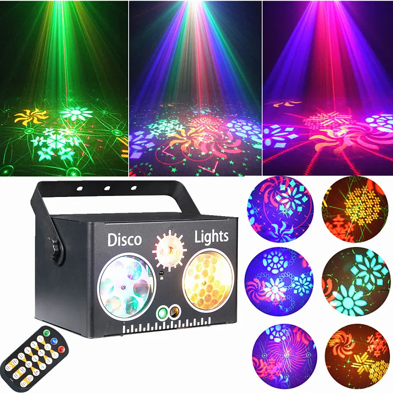 Party Lights, DJ Disco Lights, 4-in-1 Laser Lights, Stroboscopic Lights, DMX Control, Sound Control, Club Atmosphere Lights