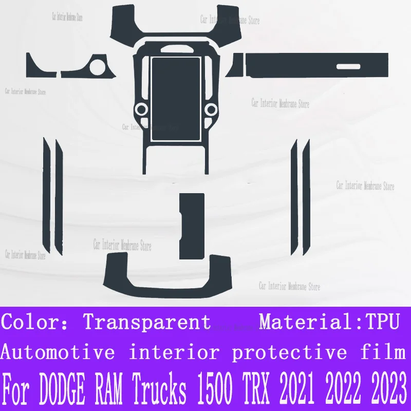 For DODGE RAM Trucks 1500 TRX 2022 Gearbox Panel Navigation Screen Automotive Interior TPU Protective Film Cover Anti-Scratch