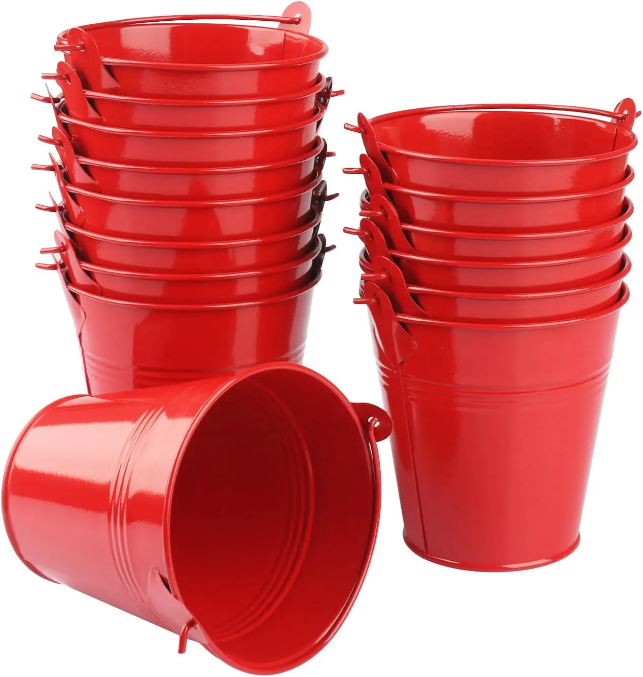 

Набор из 15 красных металлических ведер с ручками, 4 дюйма, универсальные для хранения, переноски и посадки