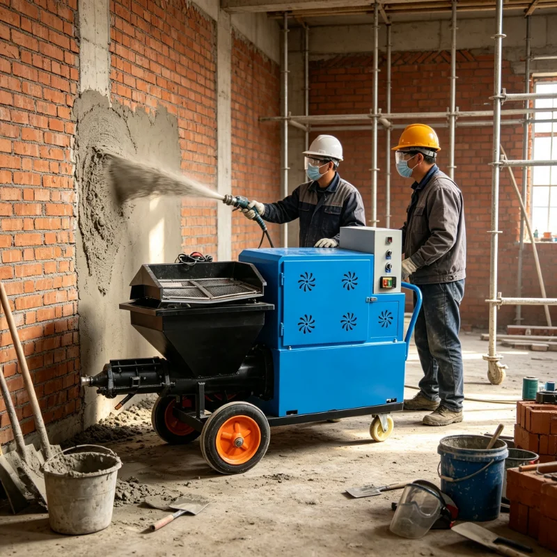 High Power Hydraulic System Mortar Cement Sprayer Machine With Motor Engine Construction Machinery Spraying Machine