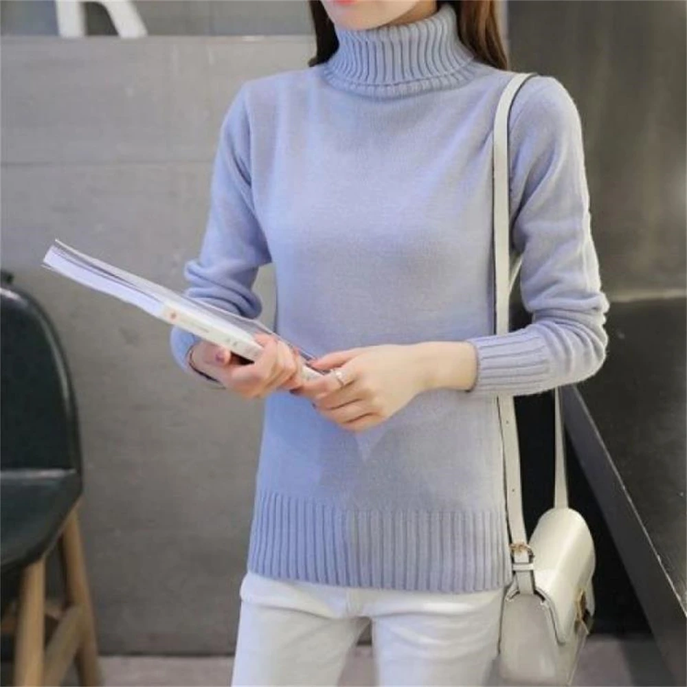 Turtleneck Sweaters Women Winter Cotton Long Sleeve Women Knit Tops Women Pull Femme Knit Pullover Womens Jumpers 2024 Spring