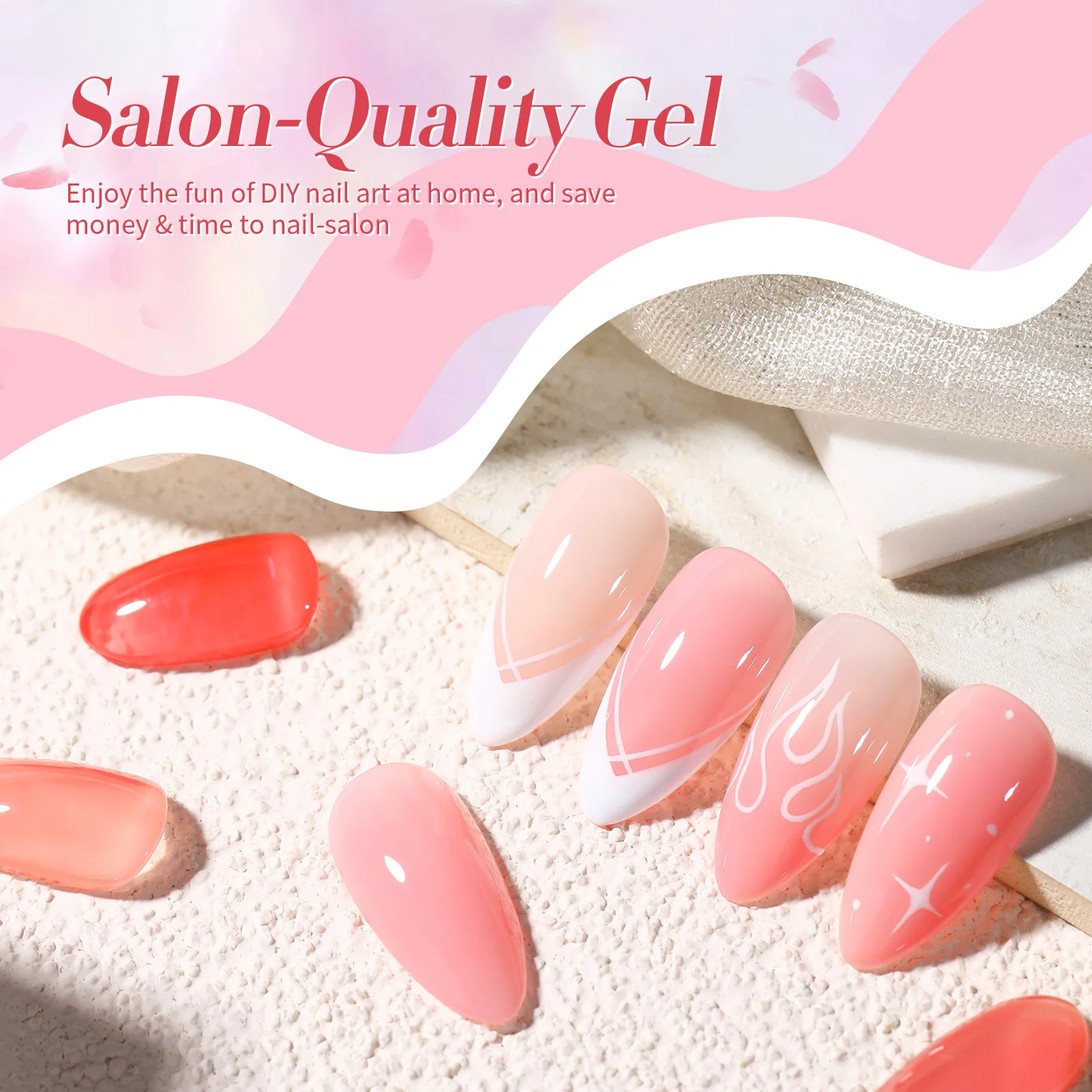 BORN PRETTY 10ml Nude Pink Gel 6PCS Nail Polish Set Milky Jelly Pink Transparent Serise Soak Off UV LED Nail Gel Varnish Kit