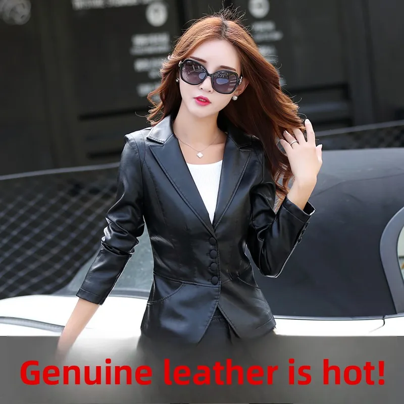 봄 가을 신상 슬림핏 정품 가죽 자켓 여성 슬림핏 오버사이즈 스몰 웨스턴 스타일 가죽 코트