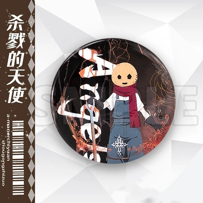 Figuras de fantasía de acción COS Anime ángeles de la muerte Rachel Isaac Foster Eddie insignia de hojalata de dibujos animados juguetes de regalo de Navidad para niños