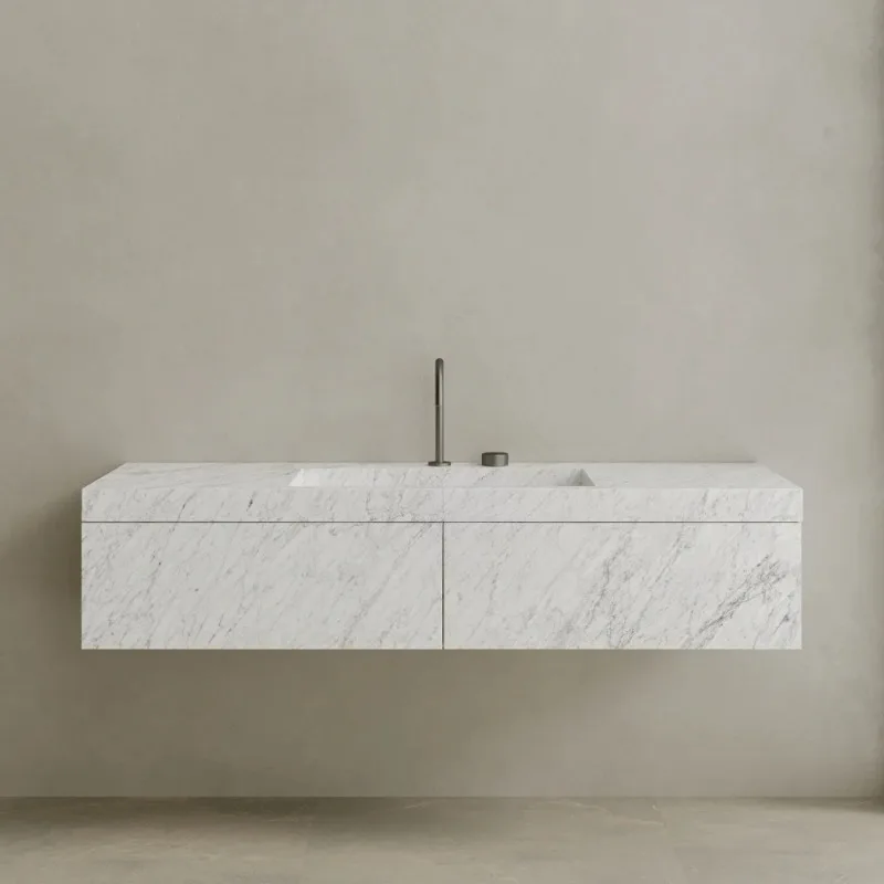 Grey marble sink vanity with drawers Hand vanity elegant modern bathroom basin